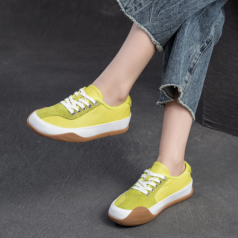 Women Fashion Color Matching Leather Casual Shoes Active Casual Shoes