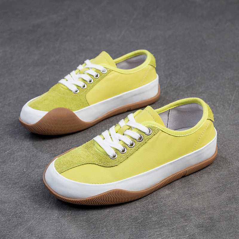 Casually Women Fashion Color Matching Leather Casual Shoes