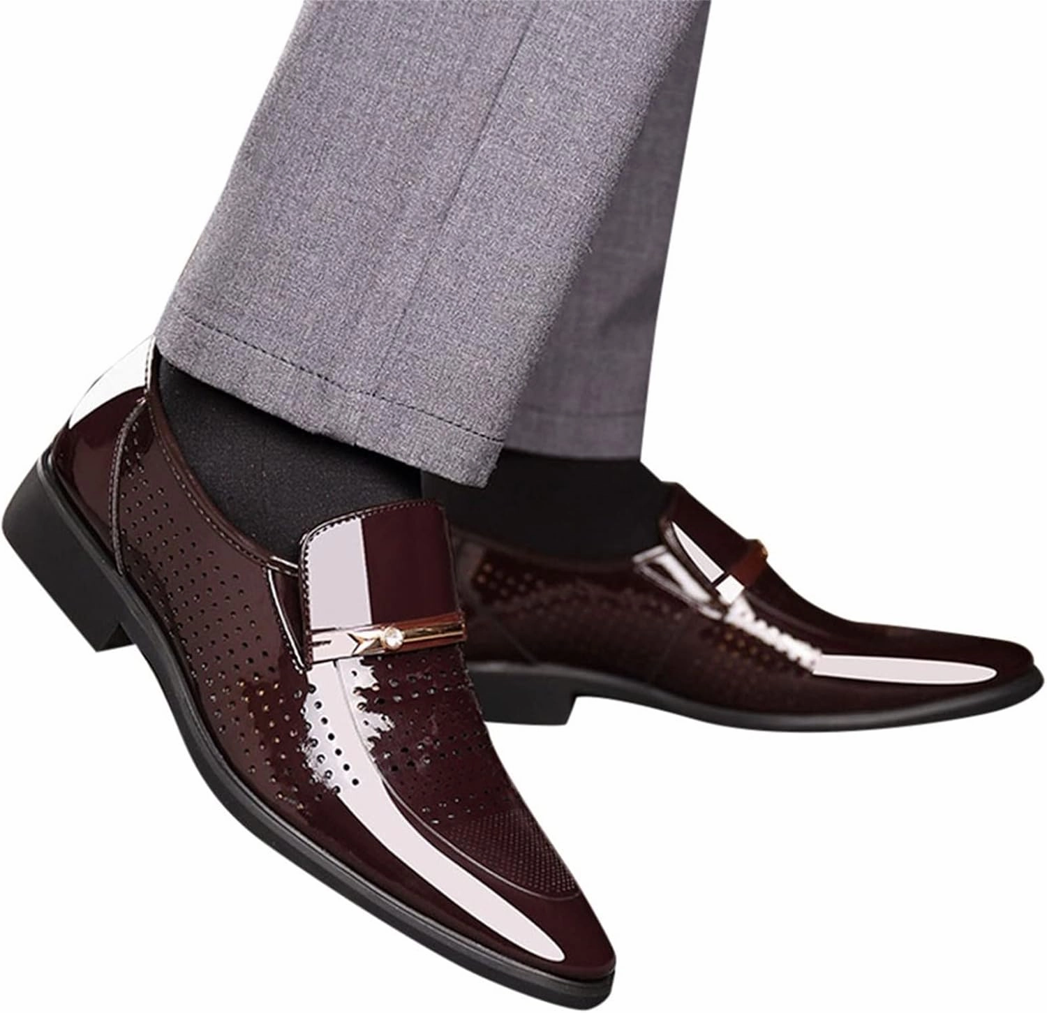 Club C 85 Casual Shoes Men's Dress Shoes Loafers Wide Width Classic Style Mens Shoes Fashion Hollow Out Metal Strip Decoration Business Casual Leather Shoes Comfortable Business Casual Shoes Wide Mens