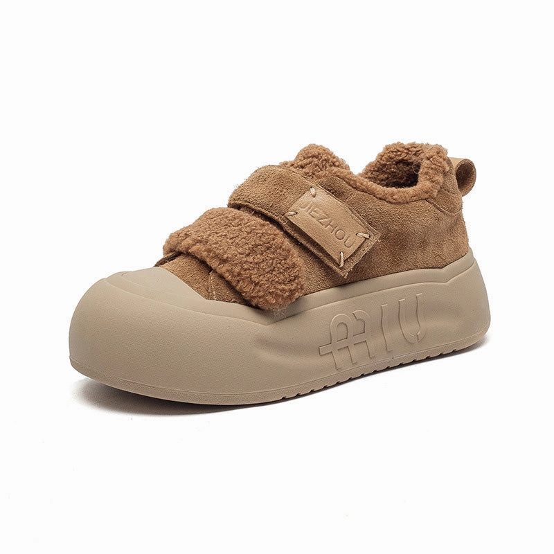 Casual Motorcycle Shoes Women's Minimalist Winter Furred Thick Soled Casual Shoes