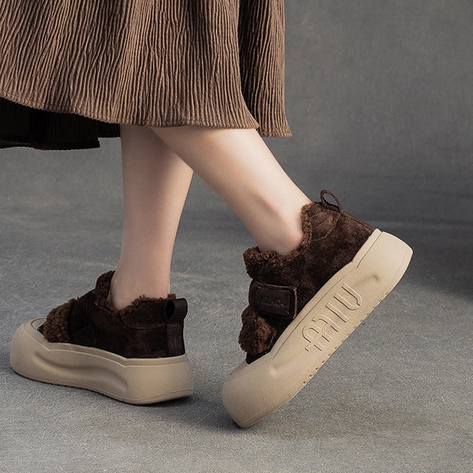 Top Casual Shoes Women's Minimalist Winter Furred Thick Soled Casual Shoes