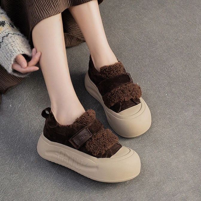 Casual Shoes Types Women's Minimalist Winter Furred Thick Soled Casual Shoes