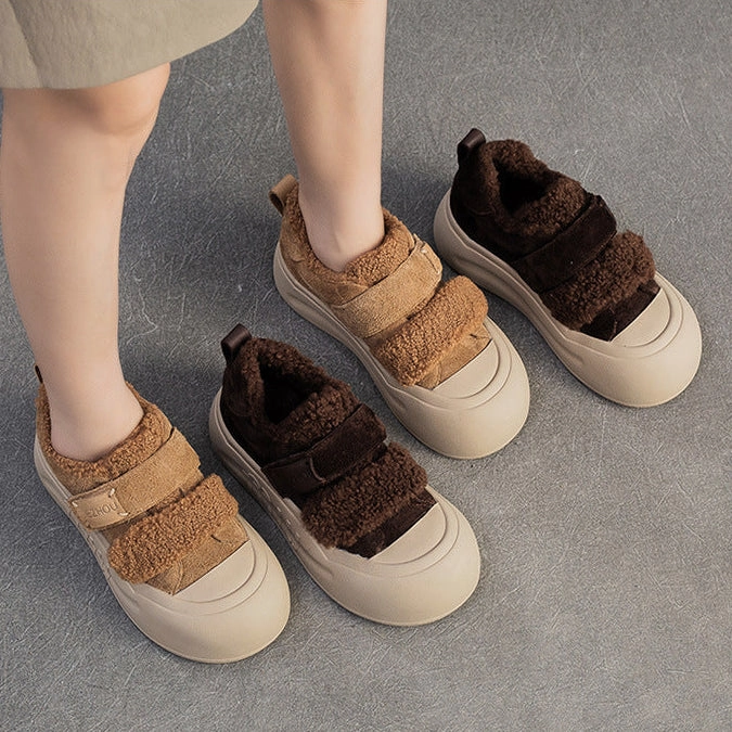 Best Basketball Shoes For Casual Players Women's Minimalist Winter Furred Thick Soled Casual Shoes