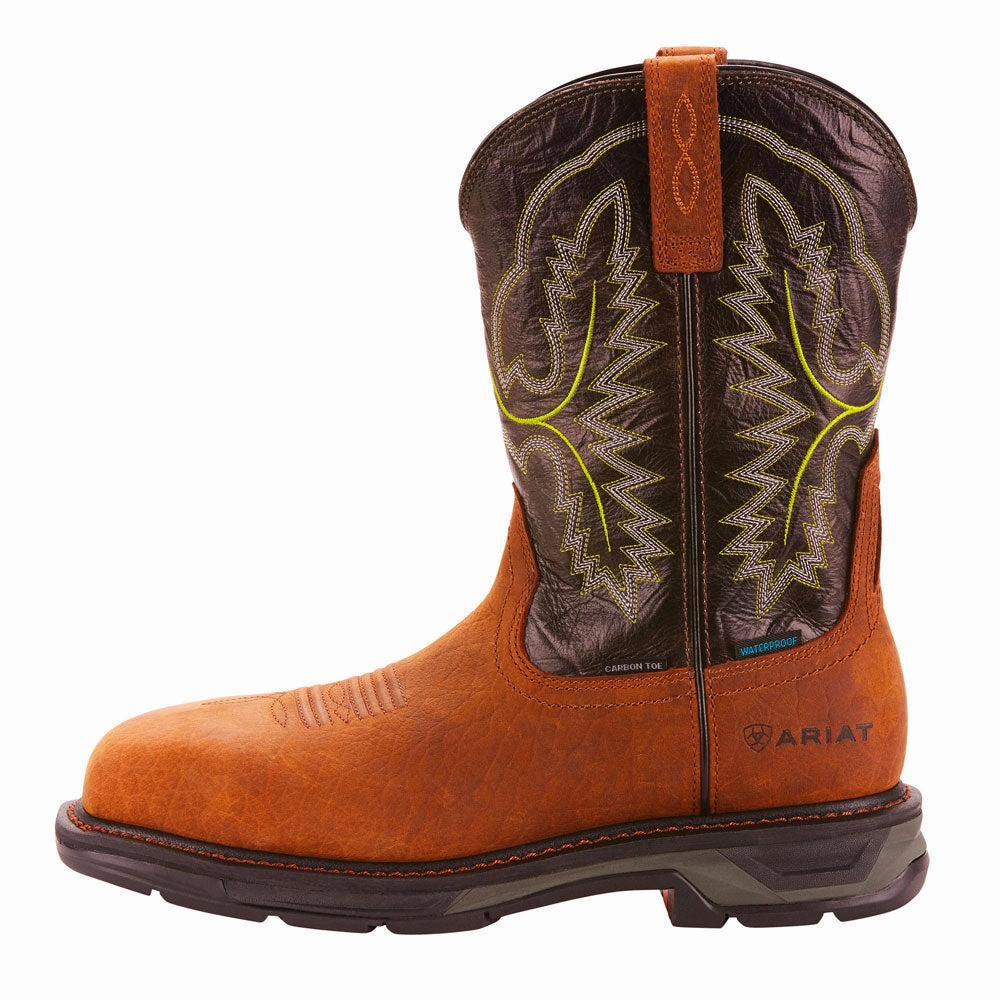 Golf Shoes Sale Waterproof Ariat Men's WorkHog XT Waterproof Carbon Toe Work Boot- Tumbled Bark/Dark Forest