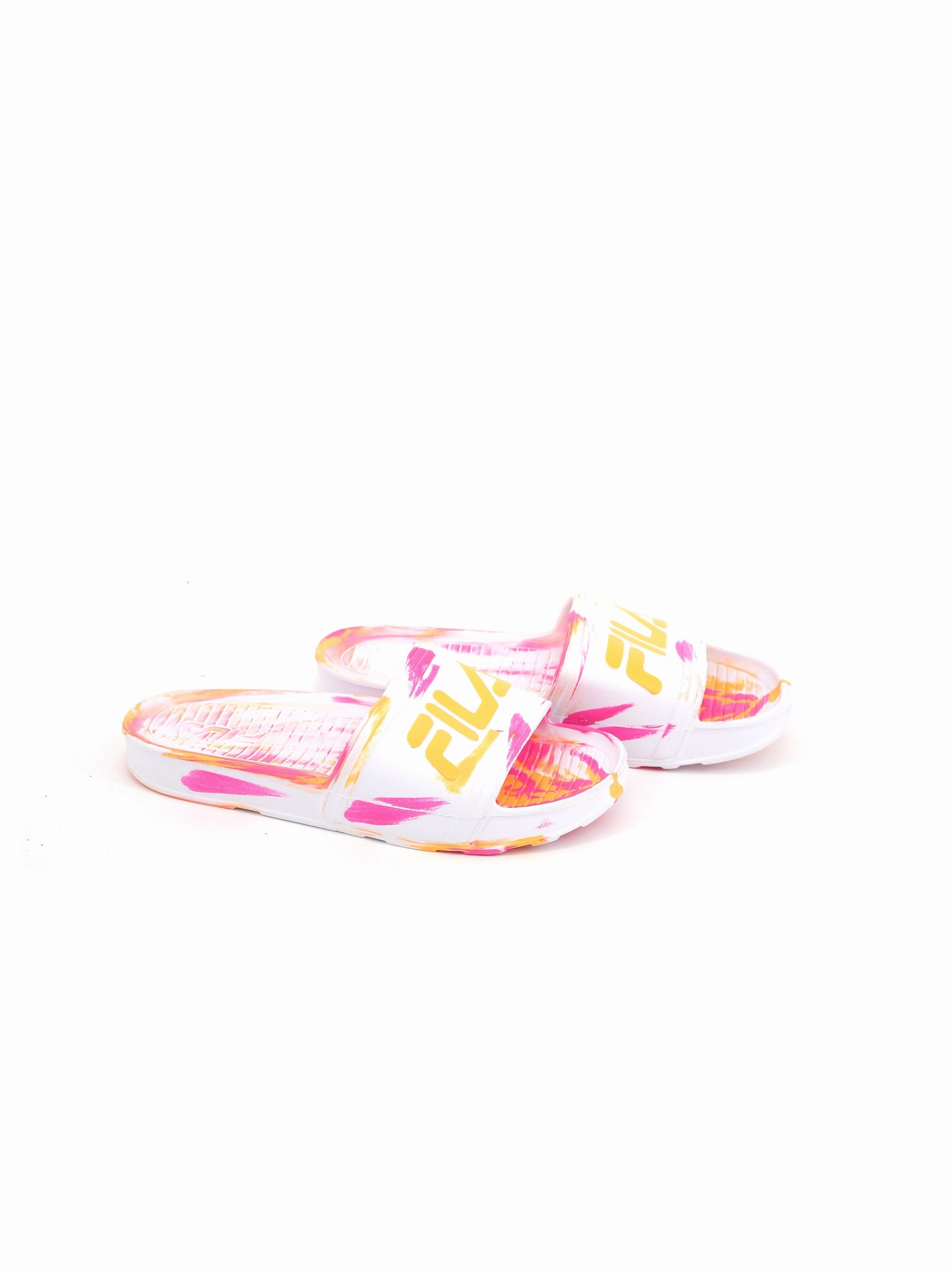 Baguette Slides Kid's Girl Brand Logo Printed Slippers,White