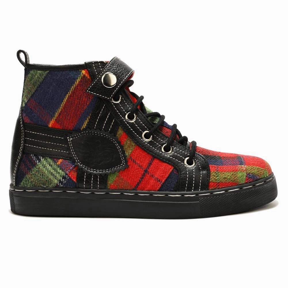 Patent Platform Heel Shoes Red Tartans HighTops_  For Men (discontinued)