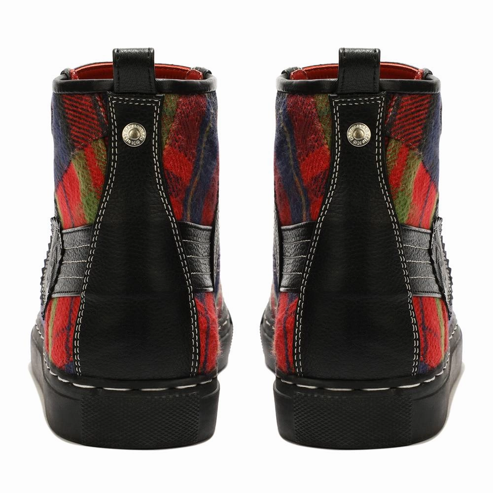 Red Tartans HighTops_  For Men (discontinued) High Heels For With Bunions