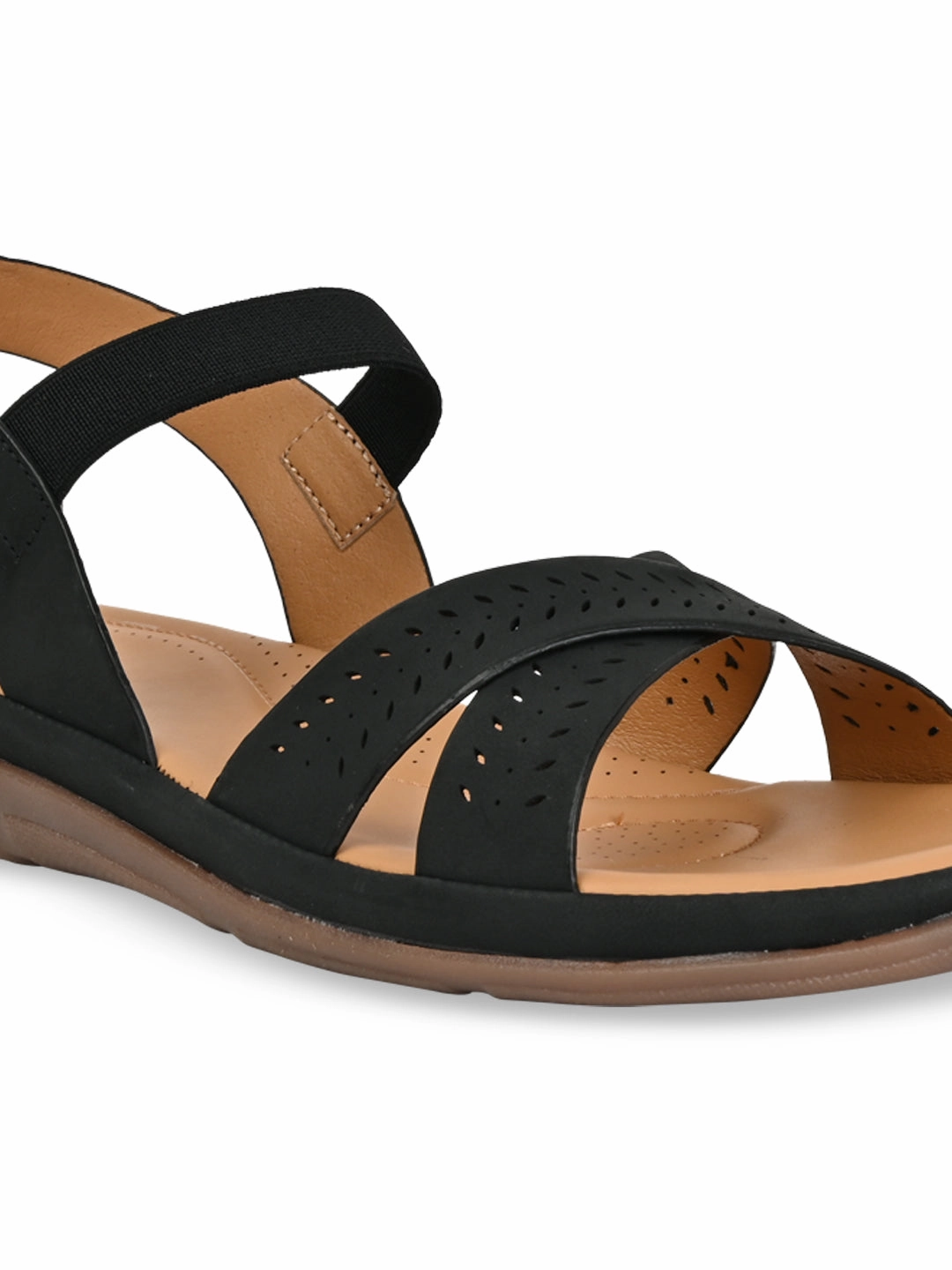 Shoes Boots Flats Rocia By Regal Black Women Casual Laser Cut Sandals