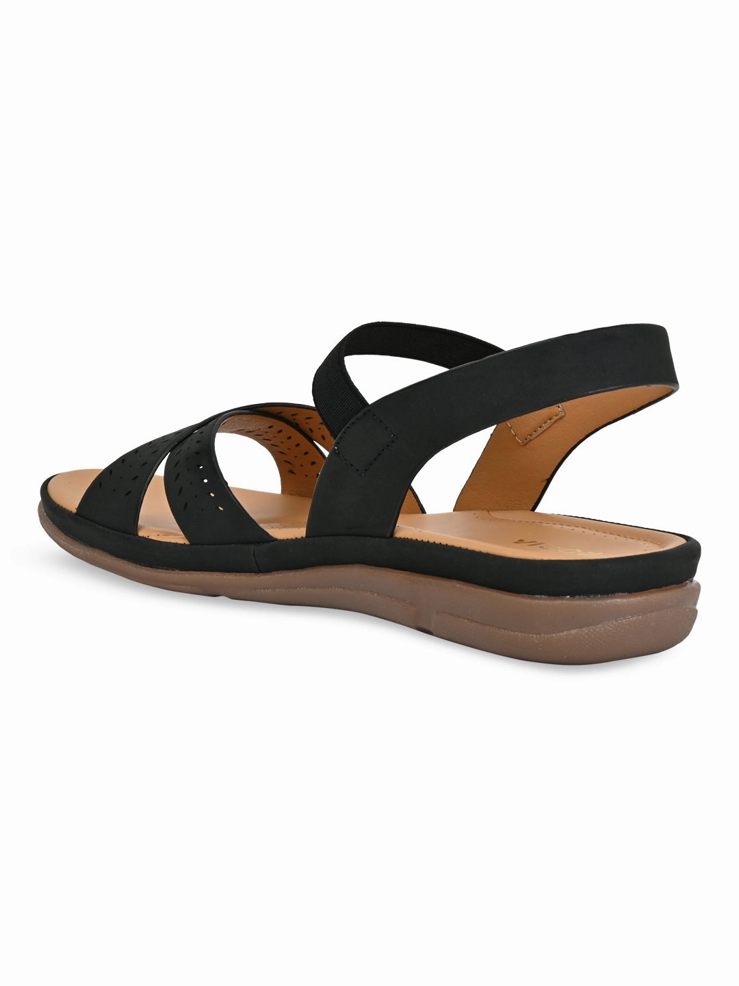 Good Work Shoes Rocia By Regal Black Women Casual Laser Cut Sandals