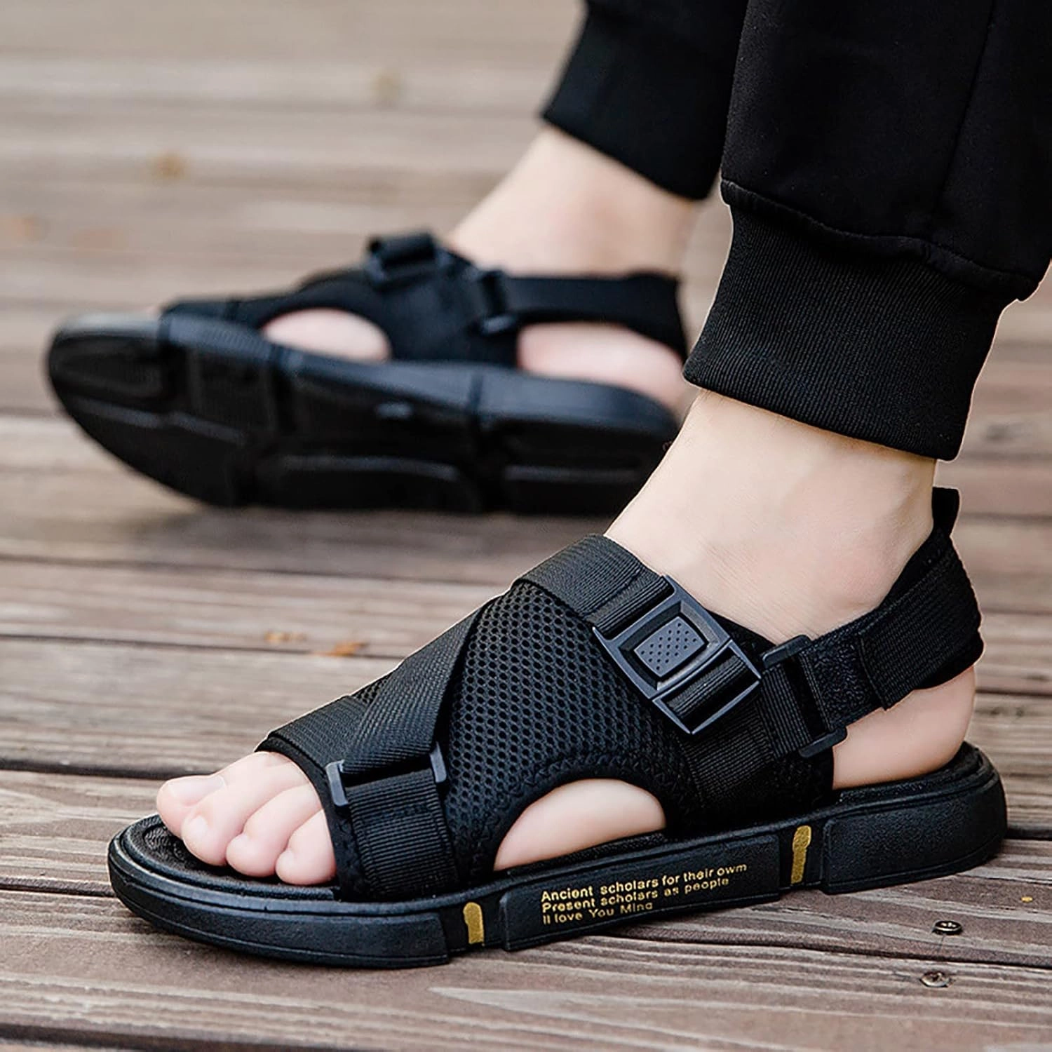 Low Cost Casual Shoes Men Sports Sandals Fashion Solid Color Hollow Out Casual Breathable Slippers Shoes Mens Leather Fisherman Sandals Men Shoes M