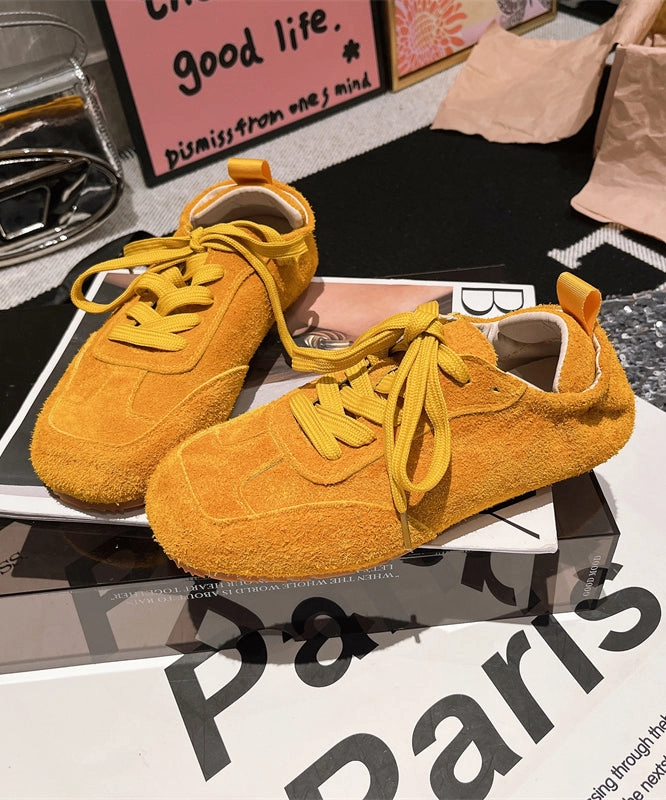 Women Casual Soft Comfy Blue Suede Flat Shoes Splicing Lace Up YC021 Best Running Shoes For Underpronation And Flat Feet