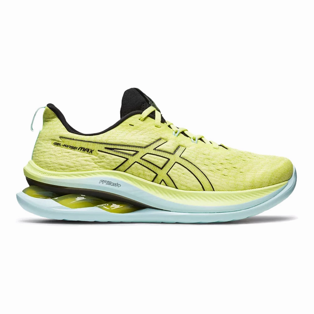 Men's Asics Gel-Kinsei Max, Glow Yellow/Black, 7 D Medium Asics Tiger Paw Running Shoes
