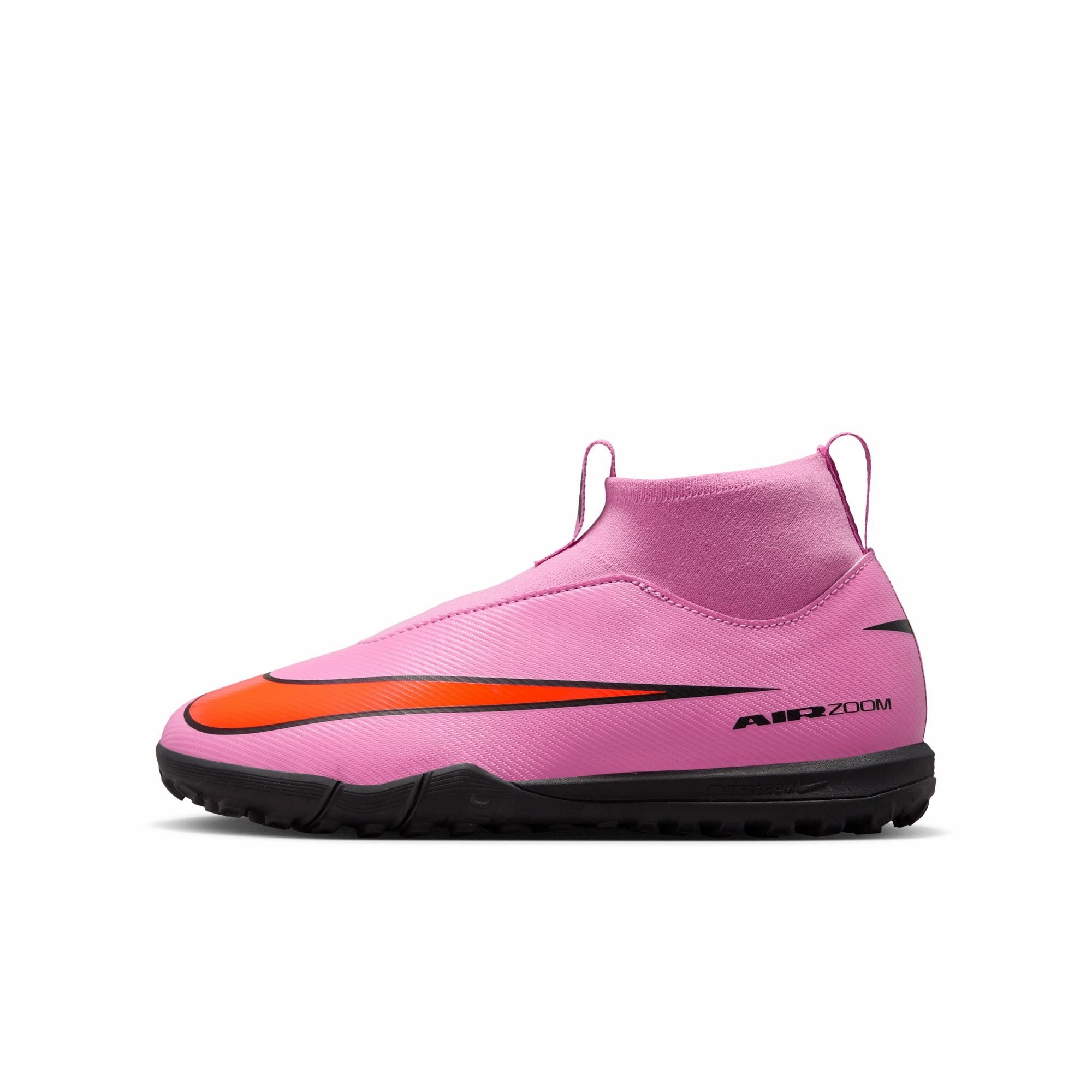 Soccer Cleats Cushioning Technology Nike Junior Superfly 10 Academy TF Turf Soccer Shoes -Magic Flamingo/Black-Total Crimson