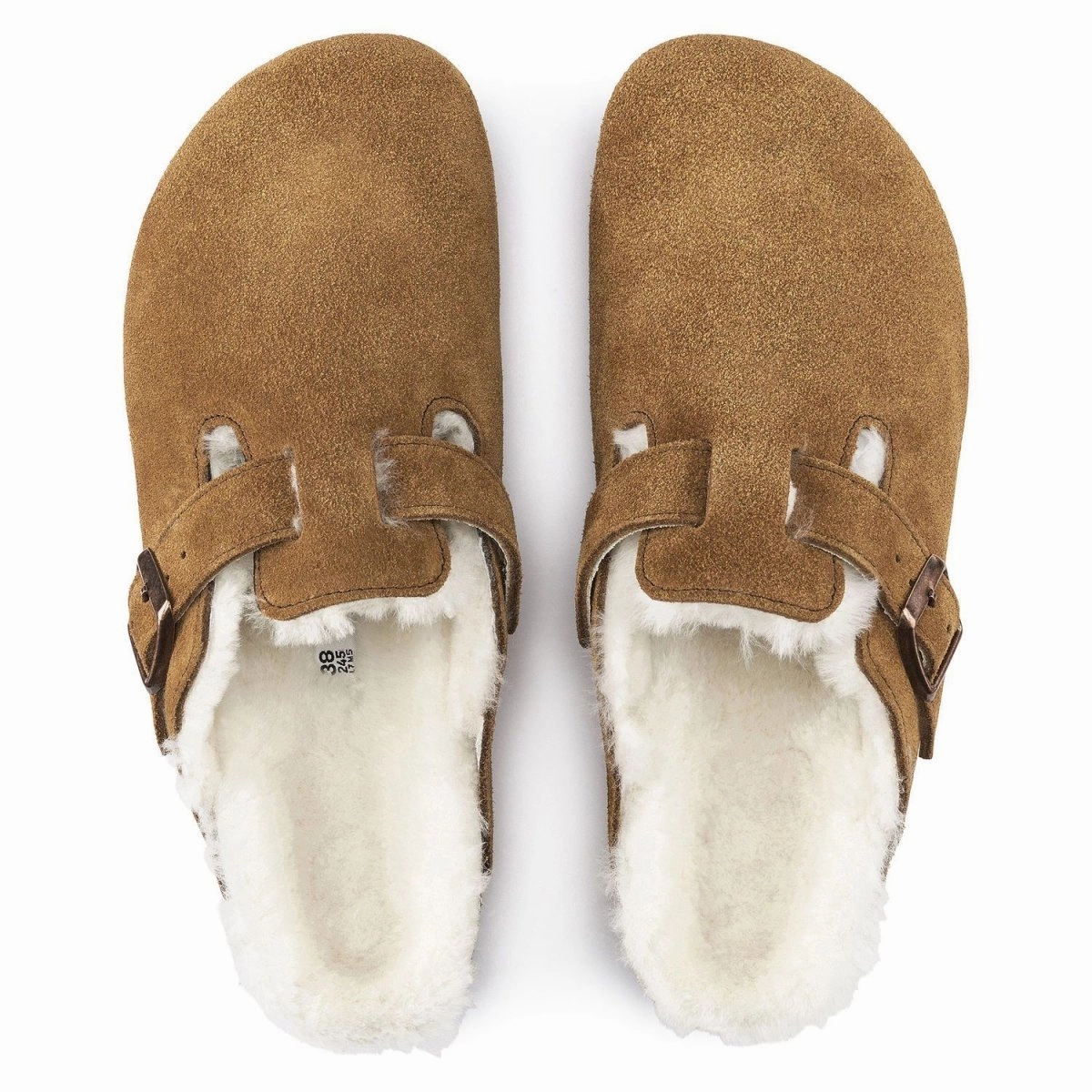 Birkenstock Women's Boston Mink Natural Suede Shearling Old Navy Shoes
