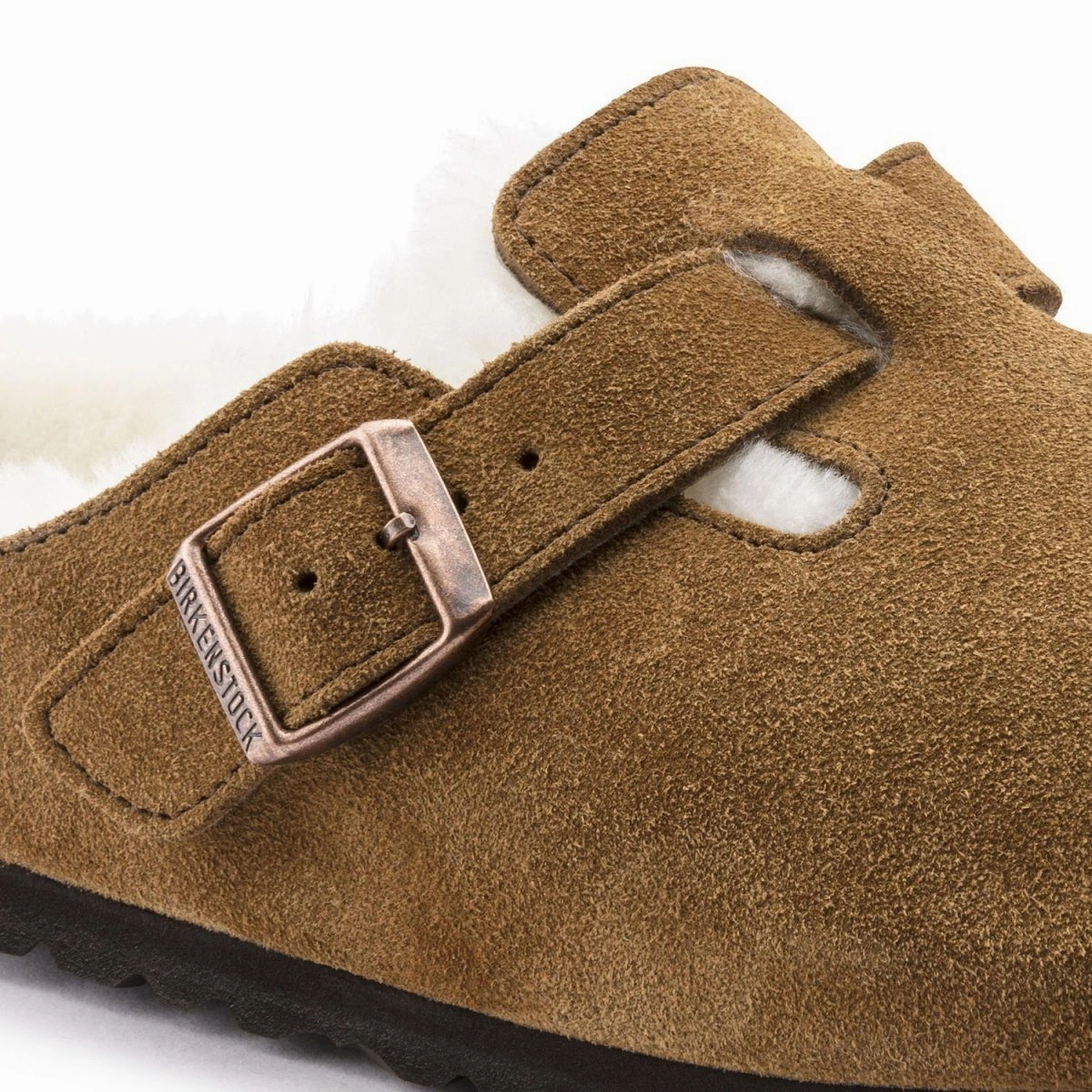 Flat Pumps Shoes South Africa Birkenstock Women's Boston Mink Natural Suede Shearling