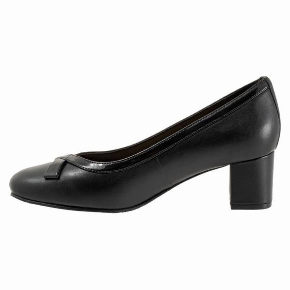 Chunky Heel Dress Shoes Trotters Devin Black Leather Pump (Women's)