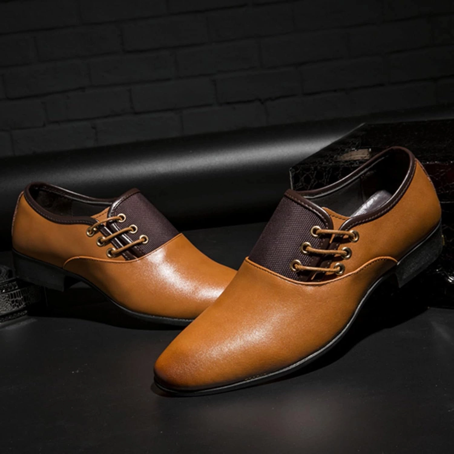 Casual Mule Shoes Brown Dress Shoes for Men Wide Width Classical Style Leather Shoes for Men Slip On PU Leather Low Rubber Sole Block Heel Work Business Shoes Men Casual Brown Leather