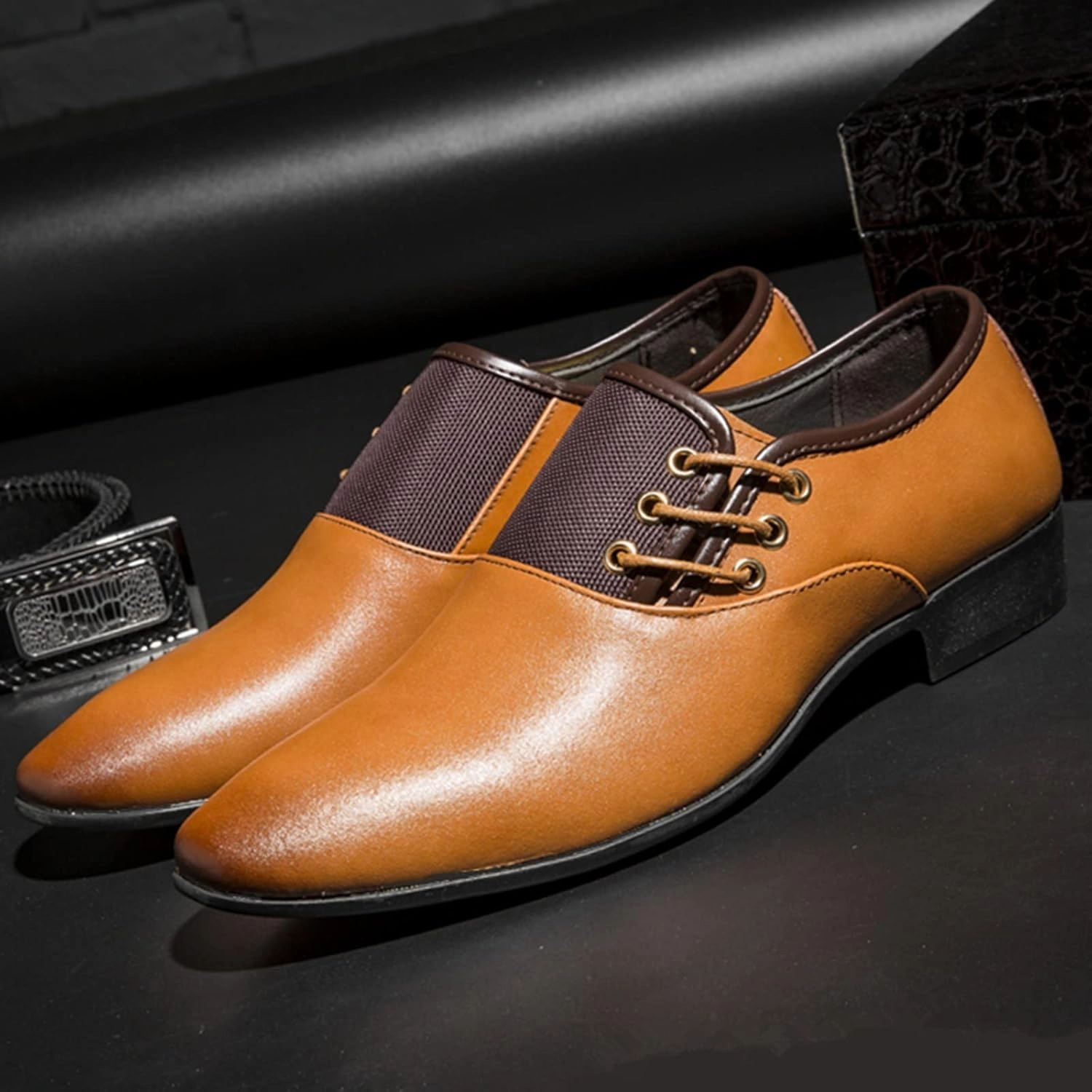 Best Shoes For Casual Outfits Brown Dress Shoes for Men Wide Width Classical Style Leather Shoes for Men Slip On PU Leather Low Rubber Sole Block Heel Work Business Shoes Men Casual Brown Leather