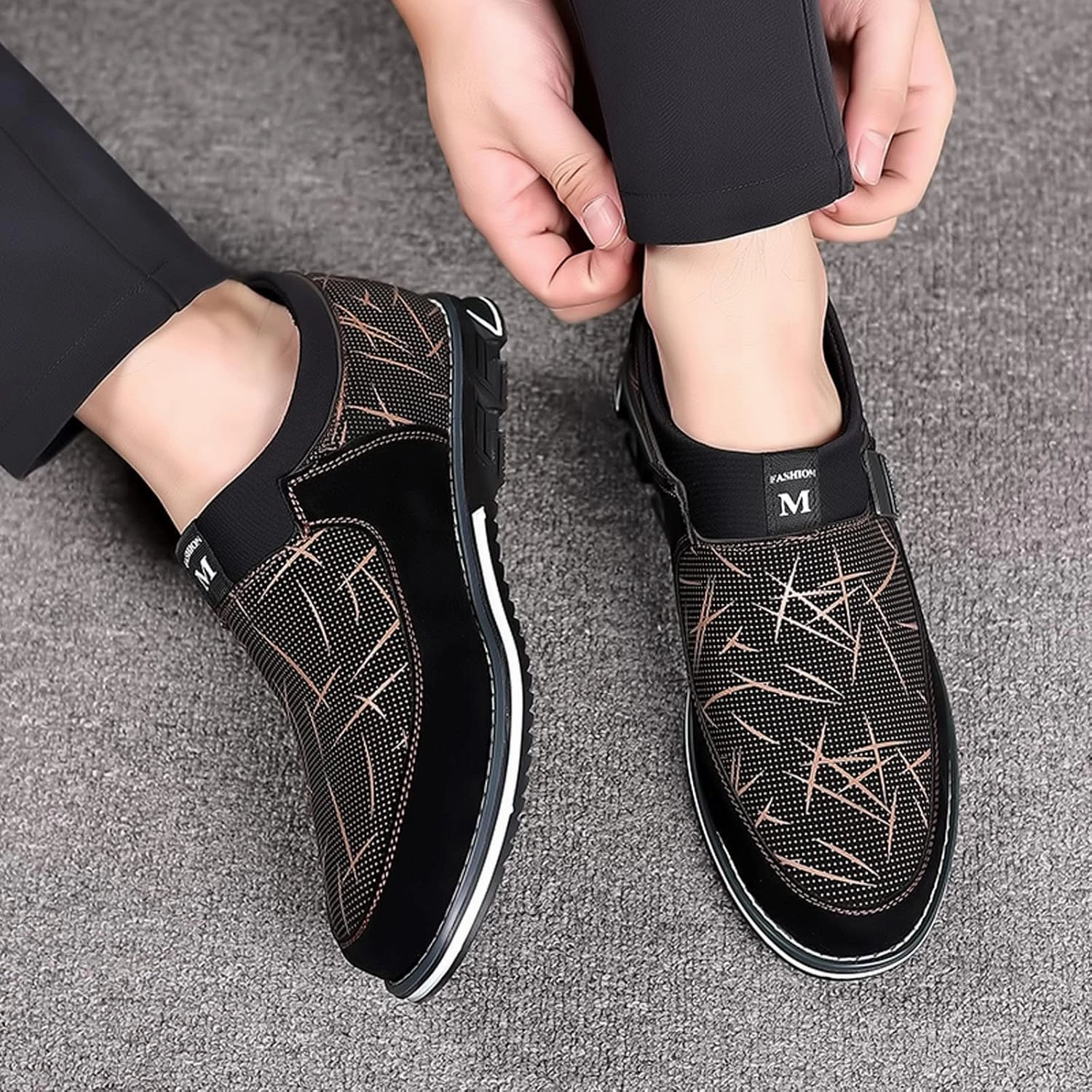 New Casual Shoes Fashion Style Men's Breathable Comfortable Business Slip On Work Leisure Hit Color Leather Shoes Men Shoe Formal Water Shoes