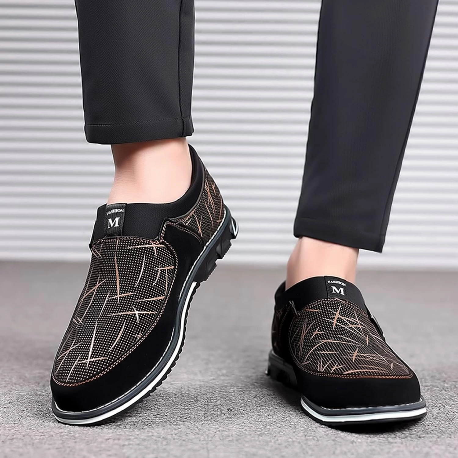 Casual Shoes Branded Fashion Style Men's Breathable Comfortable Business Slip On Work Leisure Hit Color Leather Shoes Men Shoe Formal Water Shoes