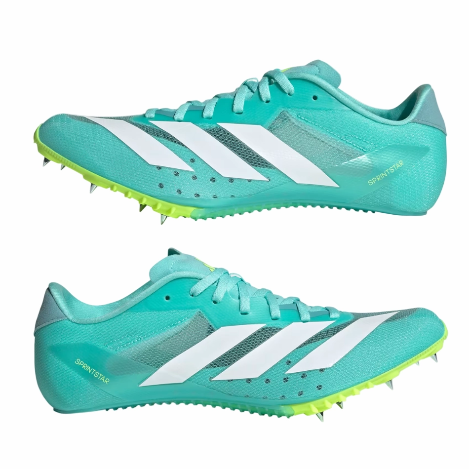 Adidas Unisex Sprintstar Track Spikes in Flash Aqua/Cloud White/Lucid Lemon AW25 Adidas Skate Shoe
