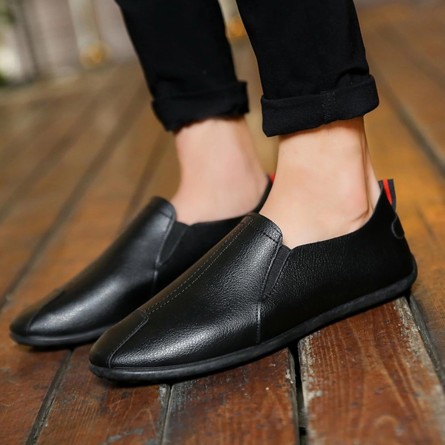 Leisure Men's Four Seasons Non Slip Flat Round Toe Breathable Slip On Lazy Leisure Casual Dress Shoes for Men Size 8 Arch Sneakers Bistro Winooski Vt