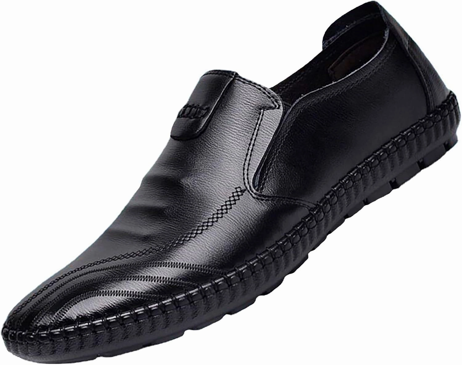Flat Loafer for Men Leather Slip On Business Dress Shoes Driving Casual Boat Soft Shoes Leather Shoes 11 Men Best Business Casual Tennis Shoes