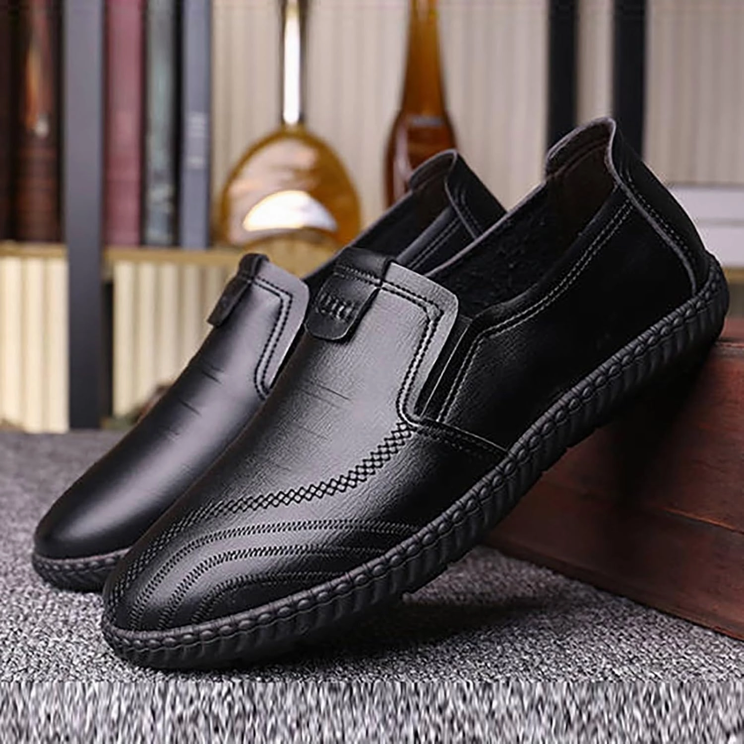 Flat Loafer for Men Leather Slip On Business Dress Shoes Driving Casual Boat Soft Shoes Leather Shoes 11 Men Sports Shoes For Casual Wear