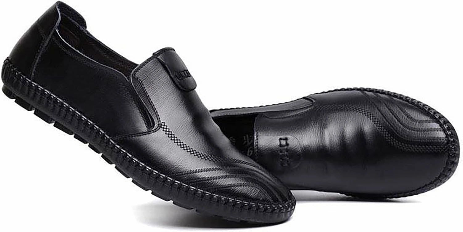 Flat Loafer for Men Leather Slip On Business Dress Shoes Driving Casual Boat Soft Shoes Leather Shoes 11 Men Casual Lightweight Shoes