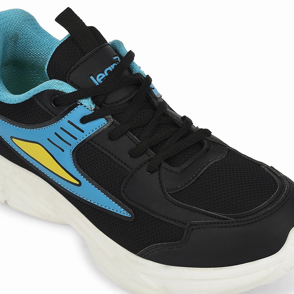 Cartoon Shoes Running Leap7x Black Sports Lacing Running Shoes For Kids CLOUDY-5L By Liberty