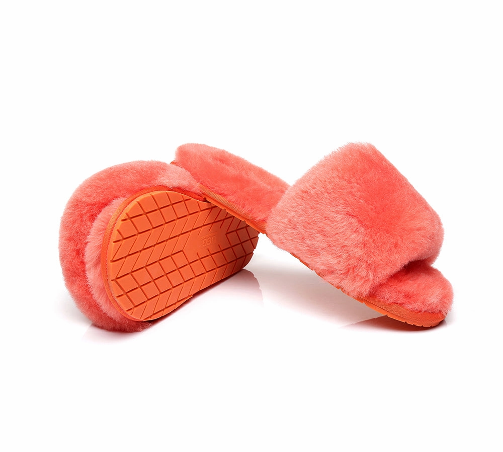 Wearable Glass Slippers UGG Slippers Women Sheepskin Wool Fluffy Slides Nala