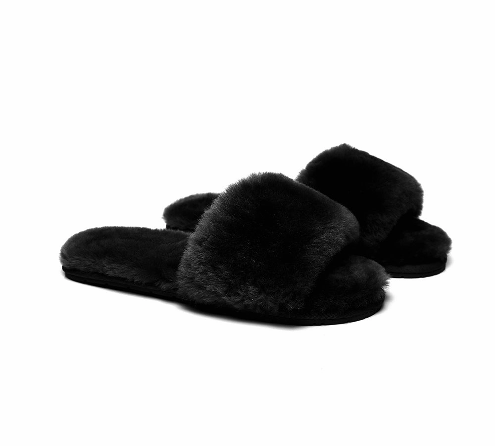 UGG Slippers Women Sheepskin Wool Fluffy Slides Nala Corgi Slippers
