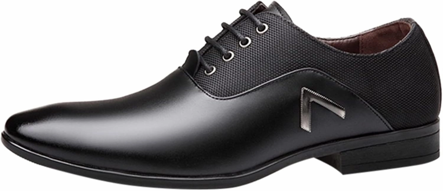 Mens Black Business Casual Shoes Classical Style Leather Shoes for Men Slip On PU Leather Low Rubber Sole Block Heel Work Men's Leather Lined Dress Loafers Shoes Good Casual Shoes With Jeans