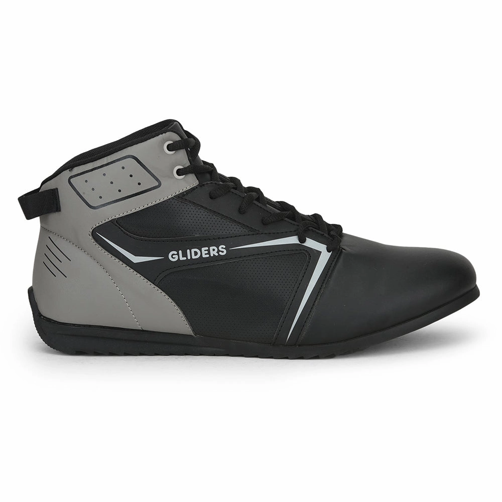 Gliders Casual Black Lacing Sneakers For Men RIDER-E By Liberty Casual Canvas Lace Up Shoe