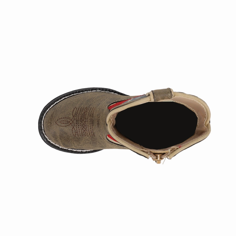 Patriot Light Up Heel Round Toe Cowboy Boots (Toddler) Boots Wedge