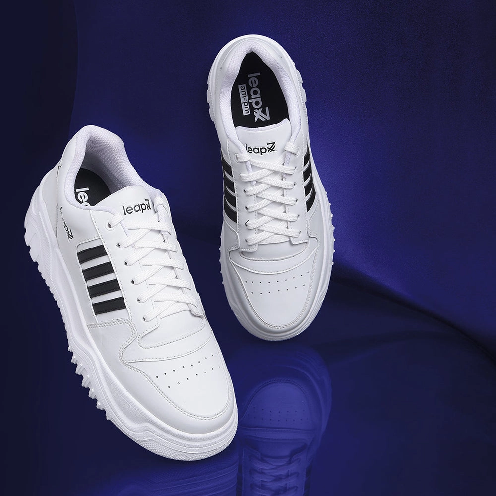 Silver Sneakers Program Leap7x Casual White Lacing Sneakers For Men JAXER-1E By Liberty