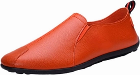 White Casual Shoe Men's Casual Dress Sneakers Fashion Men Leather Casual Slip-On Breathable Driving Boat Shoes Dress Shoes