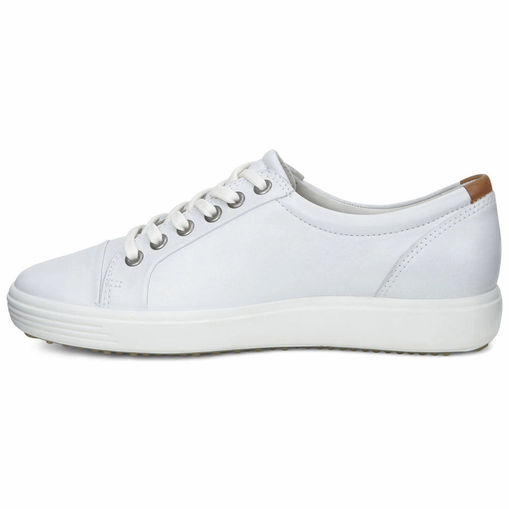 Ecco Soft 7 Sneaker White Leather (Women's) Comfortable Work Shoes For Walking All Day
