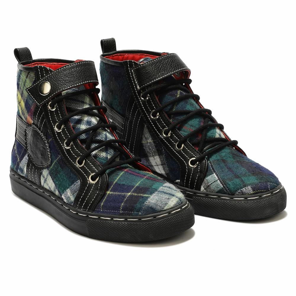 Green Tartans High_Tops for Men (discontinued) High Heel Wrap Around