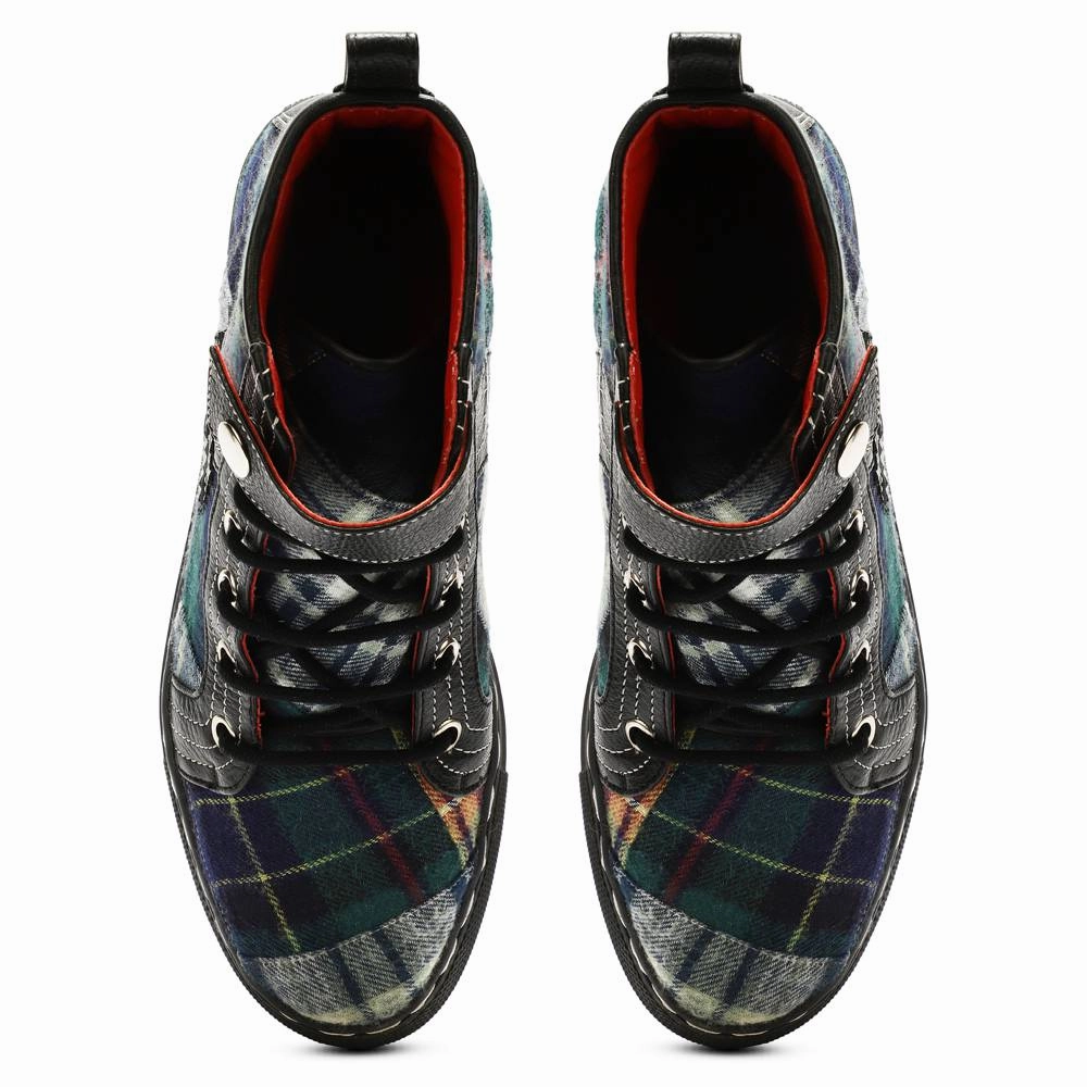 High Heel Shoe Outline Green Tartans High_Tops for Men (discontinued)