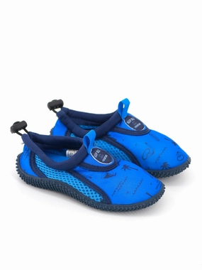 Kids Boy Graphic Printed Beach Shoes,Blue Hard Sole Slippers