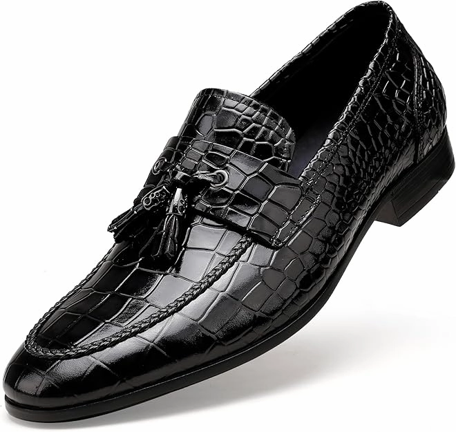 Casual Crocodile Printed Tassel Dress Shoes Leather Slip-on Penny Loafer for Men Slip On Shoes Dress Shoes