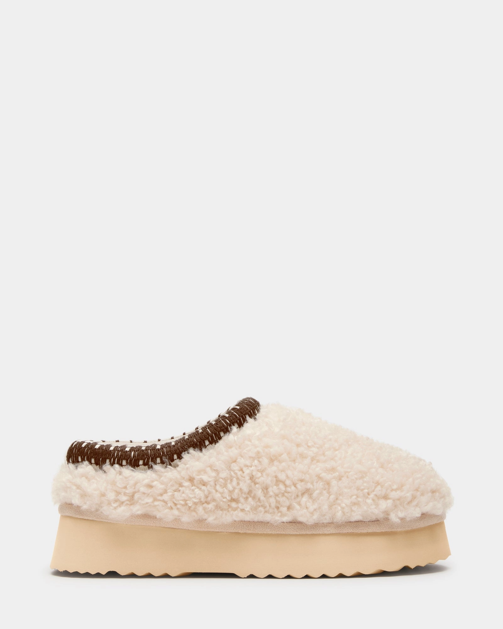 Suede Slip On Clogs SELENA FAUX SHEARLING NATURAL