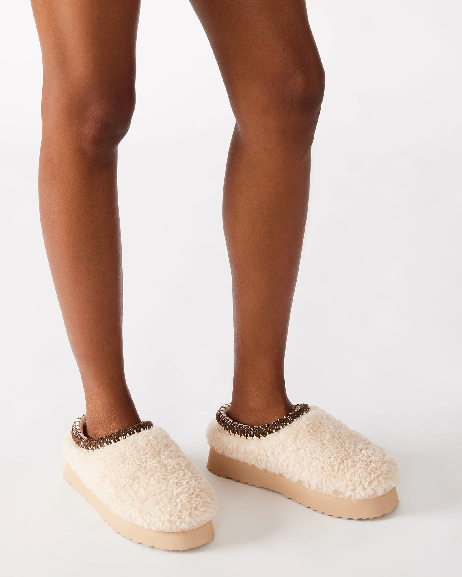 Quilted Slip On Sneakers SELENA FAUX SHEARLING NATURAL