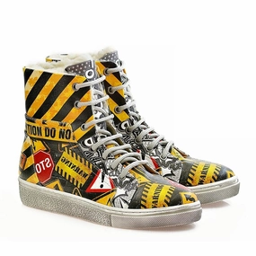 Outfit White Boots Warning Signs Short Boots WJAS116