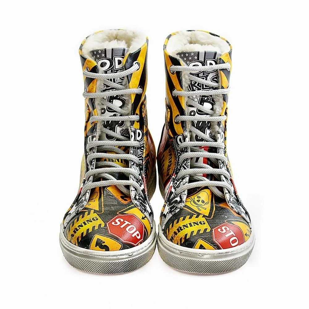 Good Winter Boots Warning Signs Short Boots WJAS116