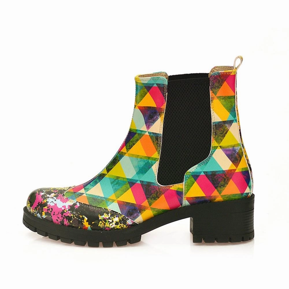 Colored Triangles Short Boots WLAS115 Boots With Arch Support