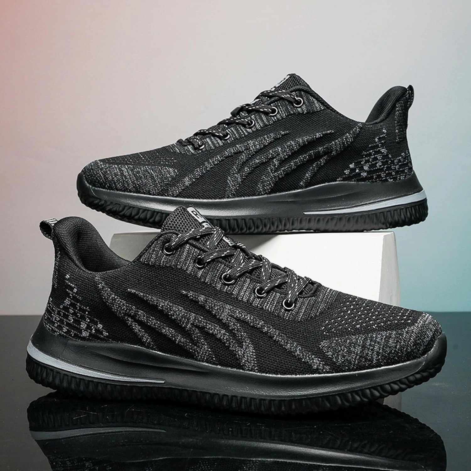 IWIHMIV Men's Breathable Tennis Shoe Lightweight Walking Shoes Thick Bottom Soft Sole Non Slip Running Shoes Best On Running Shoes