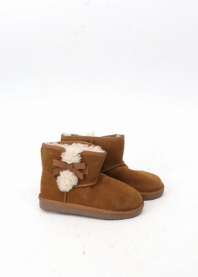 Insulated Work Boots Kids Girl's Plain Ankle Boots,Brown