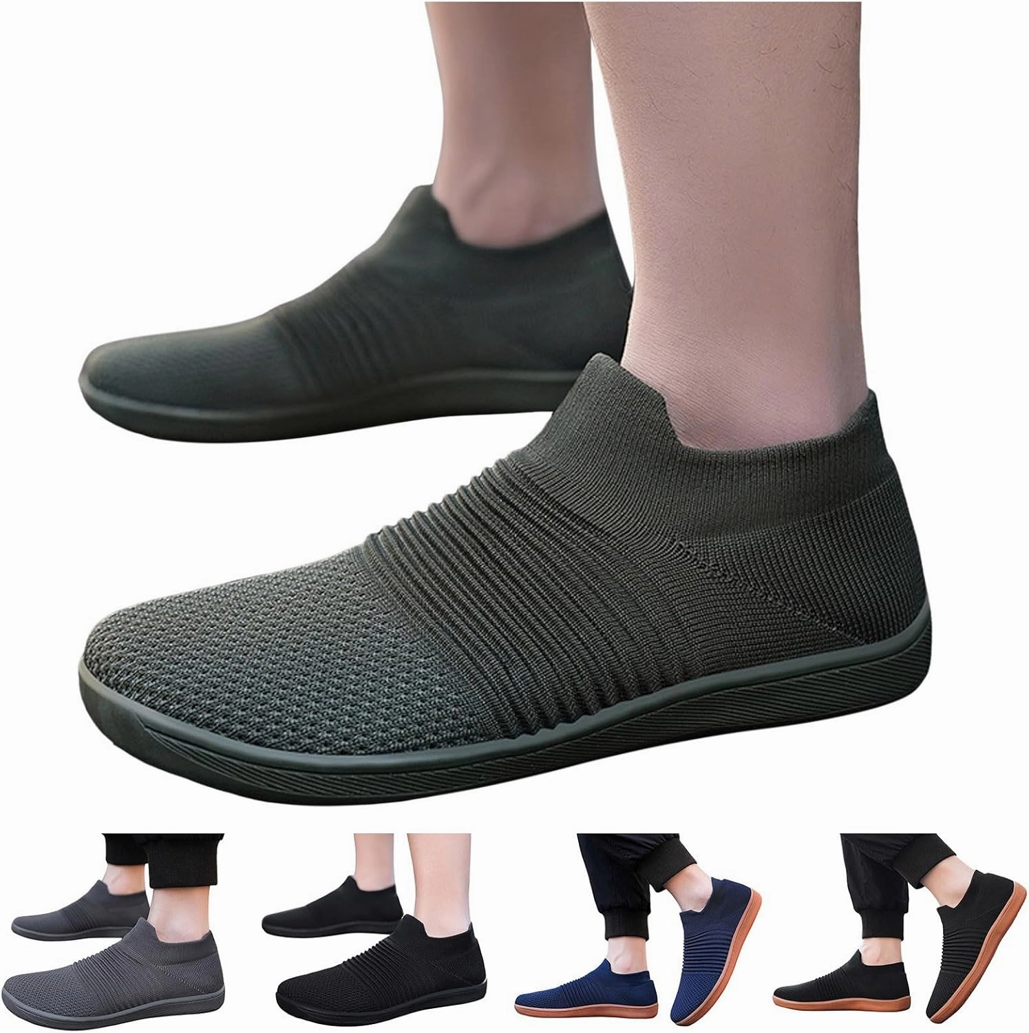 IWIHMIV Casual Sneakers for Men Walking Shoes for Men Slip on Running Tennis Shoes for Outdoor Lightweight Breathable Sneakers Interact Run Road Running Shoes